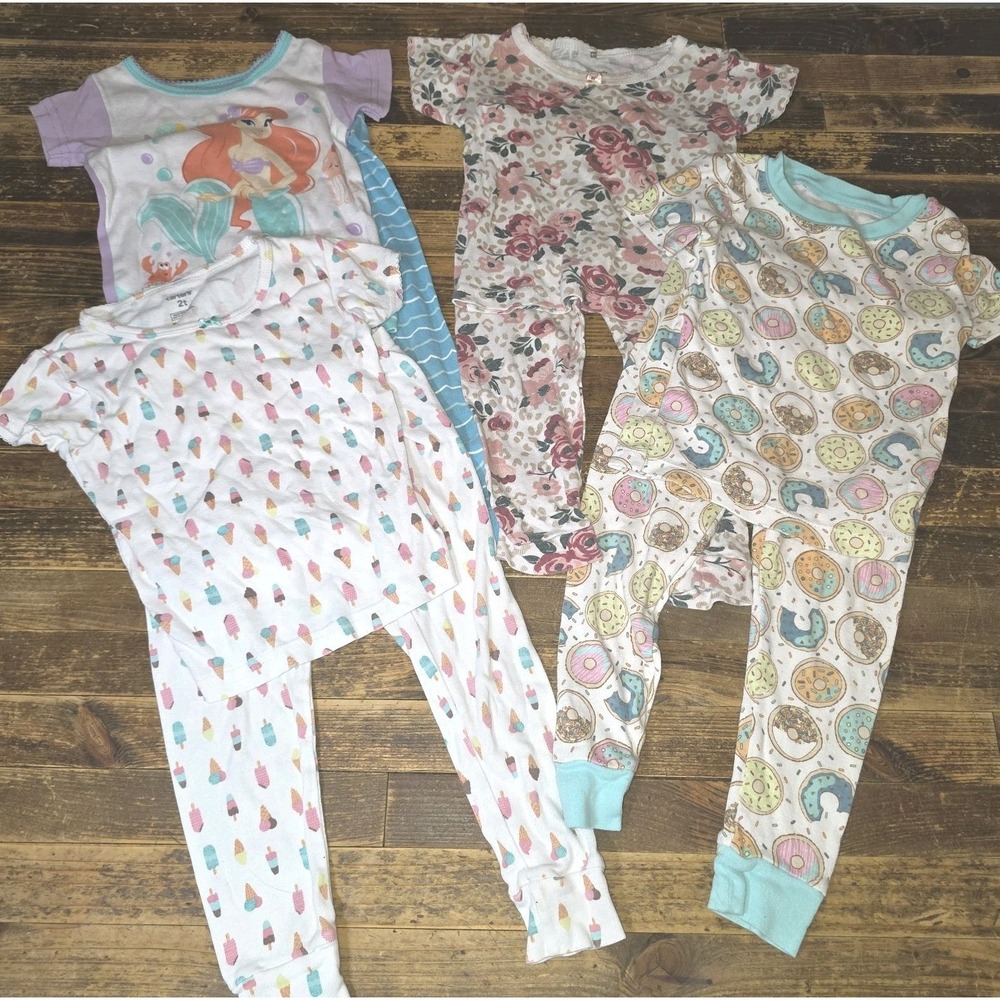 Little Girl Baby Size 24mo Mixed Brands 2 Piece Pajama Sets / Lot Bundle Of Four